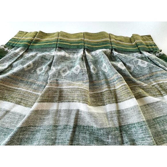 Vintage 70s pleated curtain panel, multiple tones green stripes, single panel - Picture 5 of 7